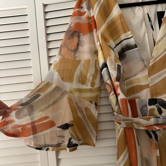 Fashion Nova Plus Size Stay Beautiful Flowy Romper - Rust/Combo 2X - Picture 9 of 9